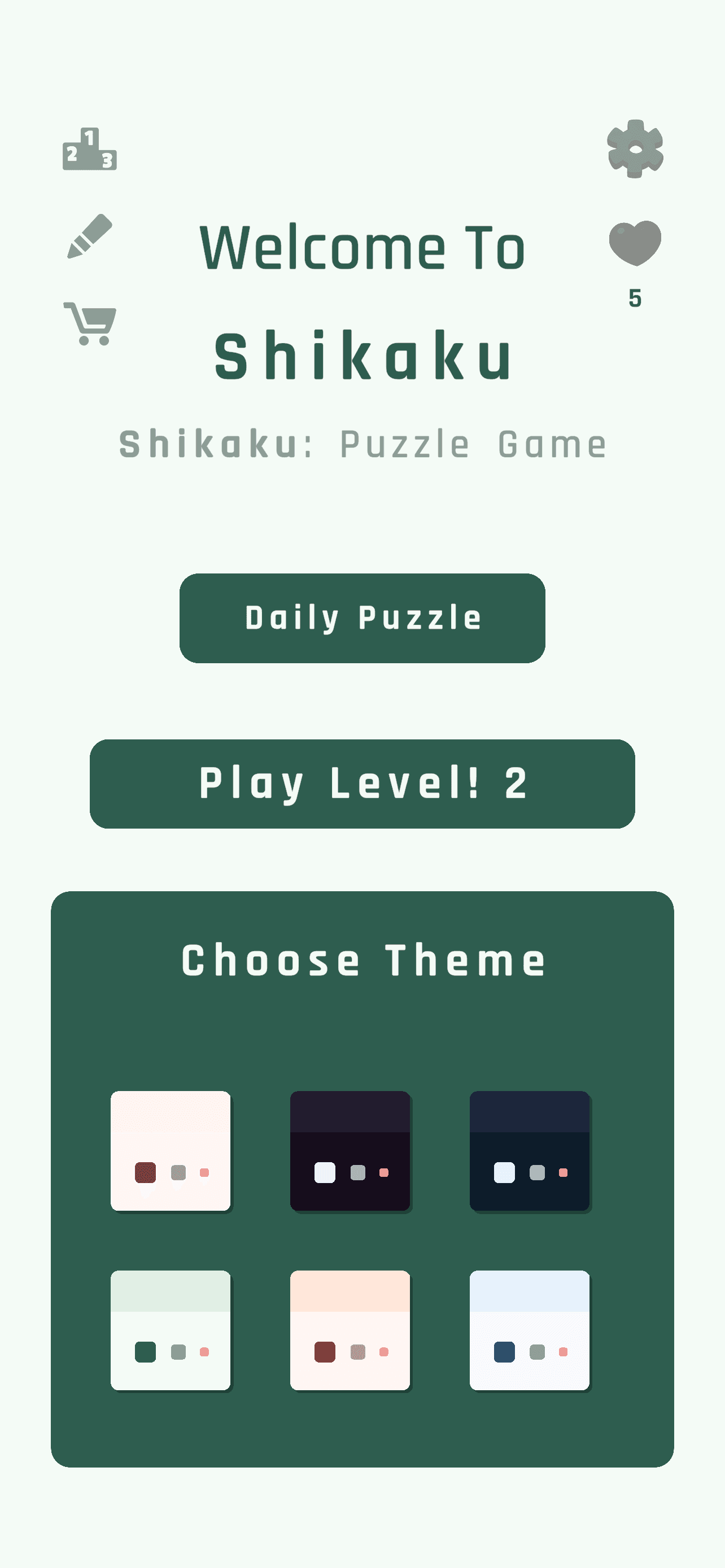 Shikaku Puzzle Game home screen